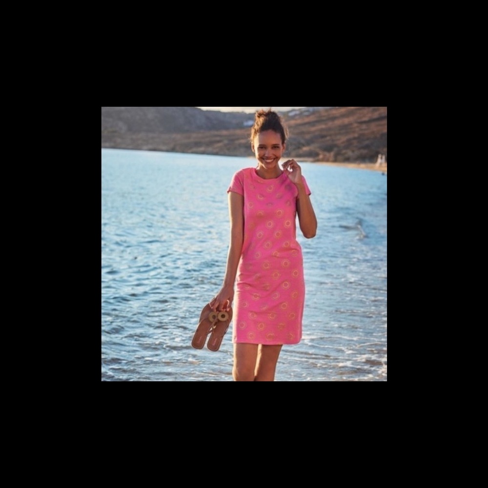 Boden Tunic or Dress 10Long Pink with Gold Suns